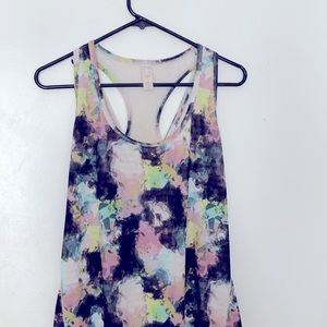 A multicolor tank top with a mesh back